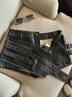 Gothic Punk Irregular PU Leather Shorts Skirts