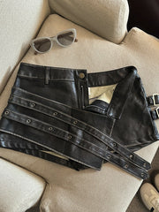 Gothic Punk Irregular PU Leather Shorts Skirts
