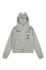 Vintage Polka Dot Harajuku Zip-Up Hoodie