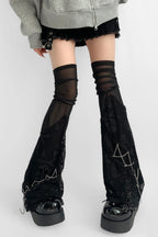 Gothic Punk Skull Chain Lace Mesh Knee High Socks