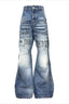 Slogan Print Studded Flare Jeans