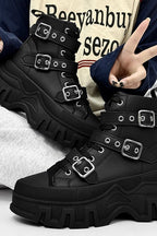 Strapped Platform High-Top Boots