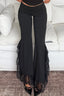 Lace Hem Foldover Flared Pants