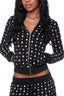 Skull Print Zip Hoodie Skirt Sets