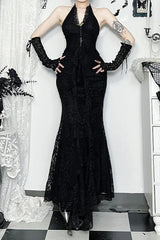 Vintage Palace Gothic Lace Patchwork Sleeveless V-neck Maxi Dress