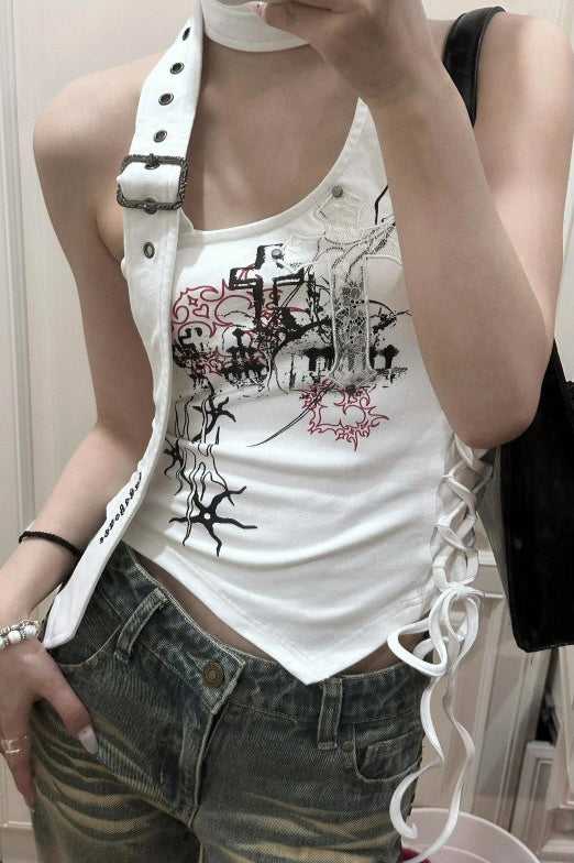 Y2K Halter Camisole Off-Shoulder Tank Top Main image