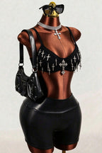 Cross Charm Cropped Bustier Tank Top