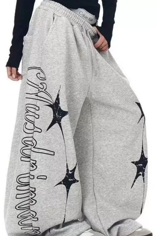 Star Script Baggy Drawstring Pants