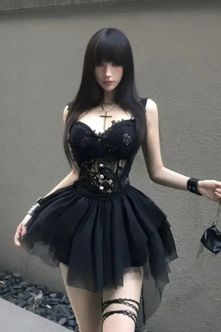 Dark Gothic Lace Camisole Skirt Main image