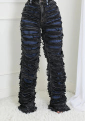 Striped Gothic High Waist Zipper Pant