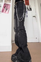 Cross Print Retro Wide-Leg Parachute Pants