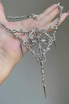 Gothic Thorn Cross Pendant Necklace