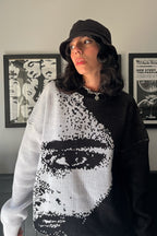 Face Intarsia Color Block Sweater