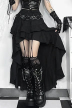 Goth Dark Kawaii Tiered Irregular Hem Skirt
