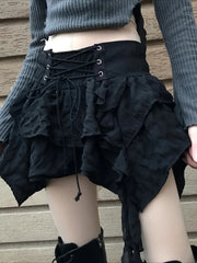 Bandage Ruffles A-line Skirt