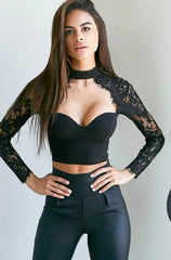 See-Through Lace Mesh Crop Top