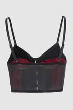 Web Pattern Lace Up Bustier Tank Top