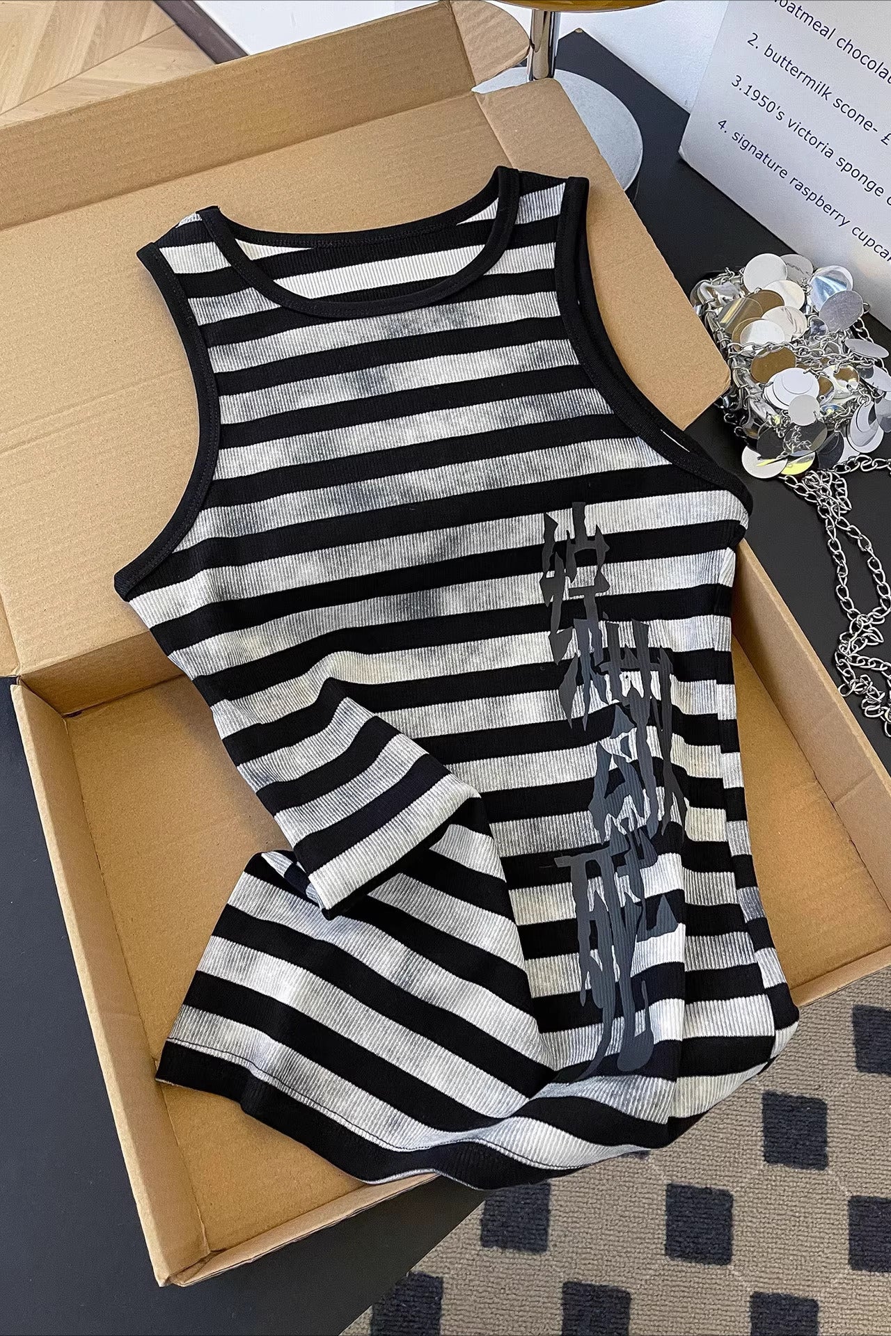Striped Graphic Tank Top Main image