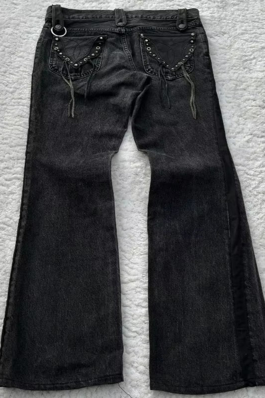 Cross Graphic Washed Wide Leg Jeans