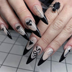Subculture Edgy Black Red Heart Press On Nails
