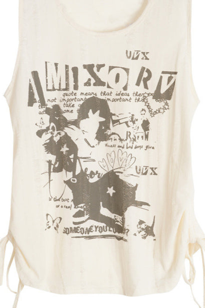 Distressed Graphic Sleeveless Tank Top Secondary image