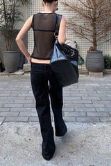 Y2K Sheer Polka Dot Mesh Top