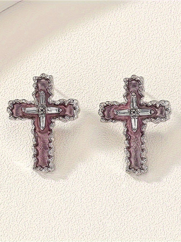 Y2K Sweet Pink Cross Earrings Secondary image