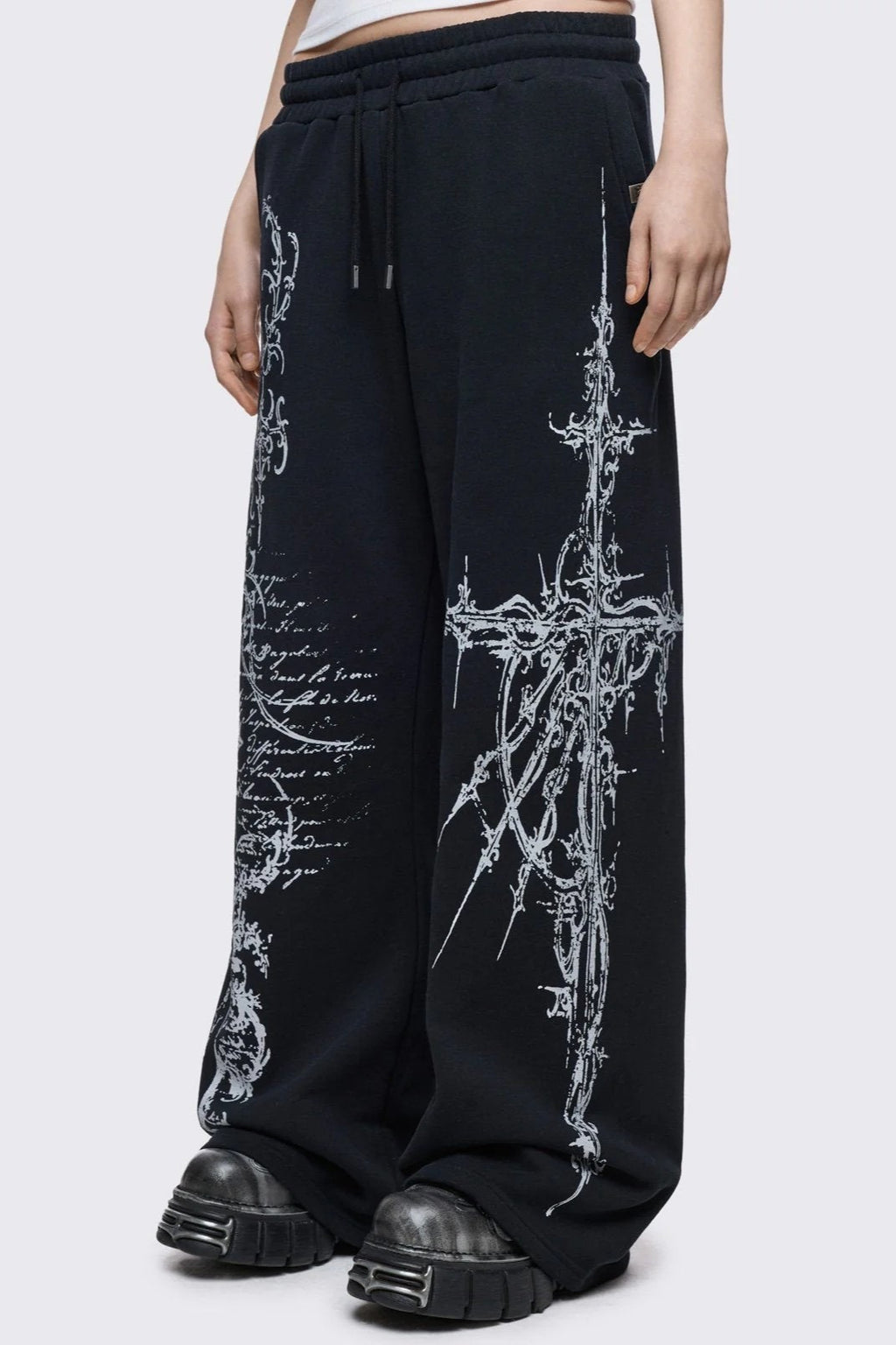 Ornate Cross Wide Leg Pants