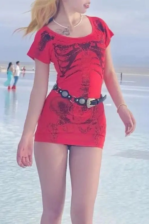 Y2K Subculture Slim Vintage Short Sleeve Mini Dress Main image