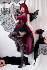 Dovetail Lace Halter Dark Gothic Midi Dress