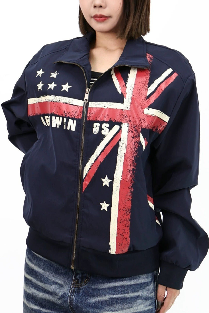 Flag Graphic Stand Collar Jackets