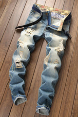 Retro Washed Distressed Denim Pants