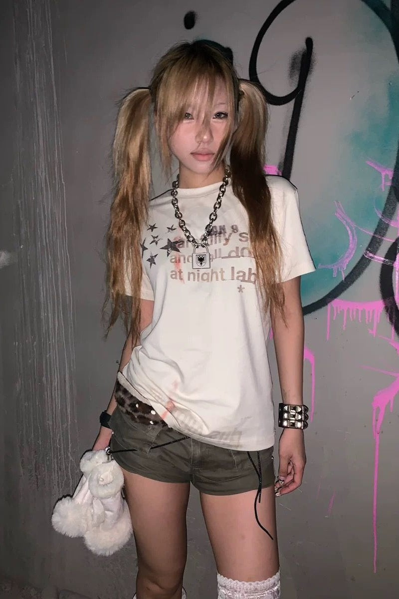 Edgy Y2K Star Print Fitted T-shirt Main image