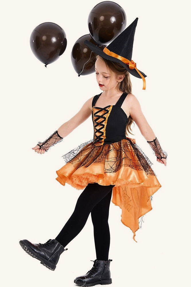 Orange Witch Dress Kid Halloween Costume Secondary image