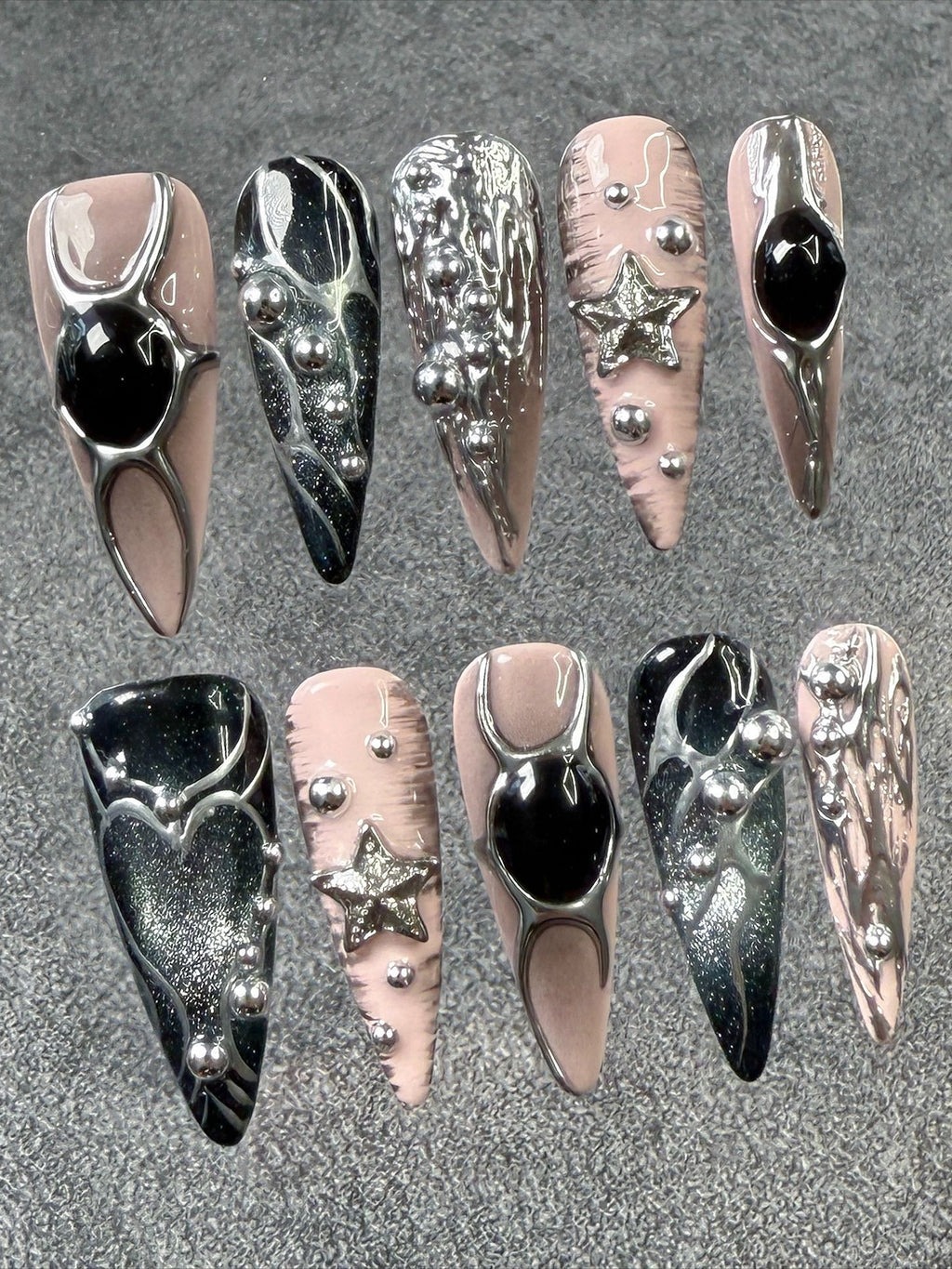 Laser Holographic Cute Edgy Press On Nails