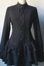 Dark Lace Patchwork Button Front Ruffle Mini Dress