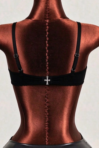 Cross Charm Cropped Bustier Tank Top