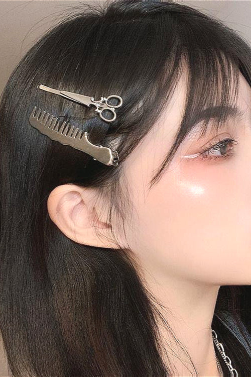 Punk Metal Scissor Comb Hair Accs