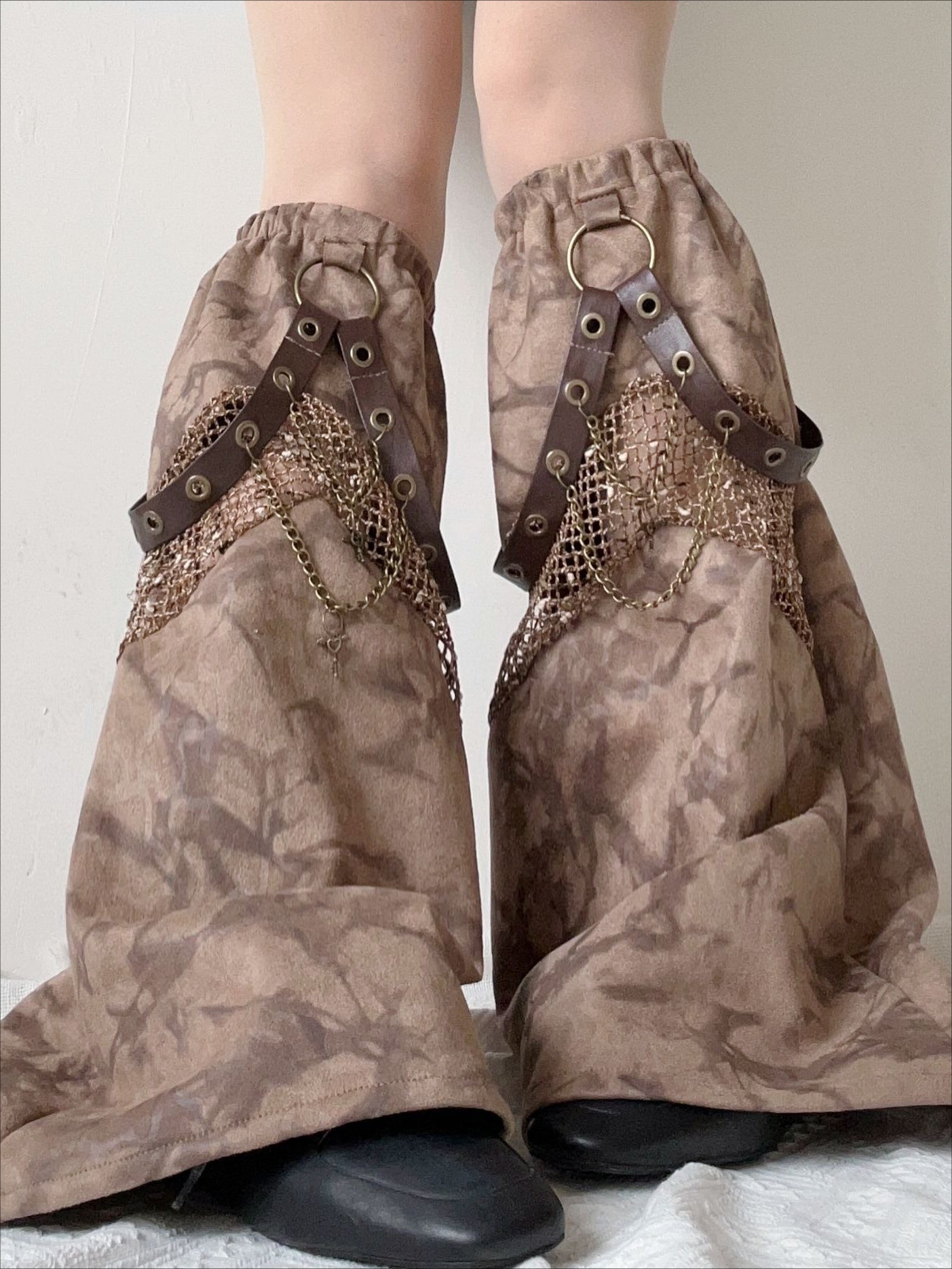 Y2K Brown Distressed Slouchy Leg Warmers Main image