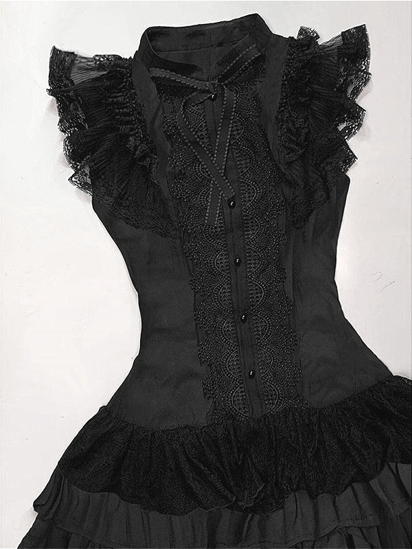 Dark Gothic Lace Patchwork Sleeveless Mini Dress Secondary image