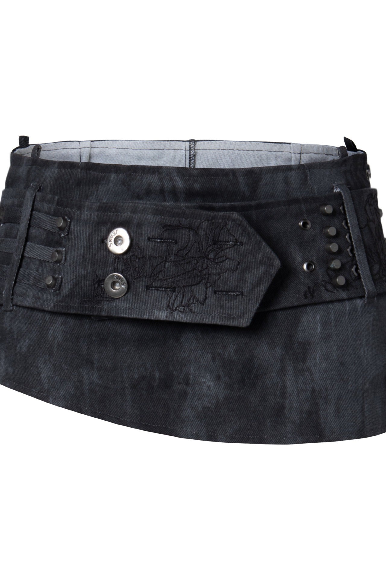 Washed Denim Studded Pleated Skort Secondary image