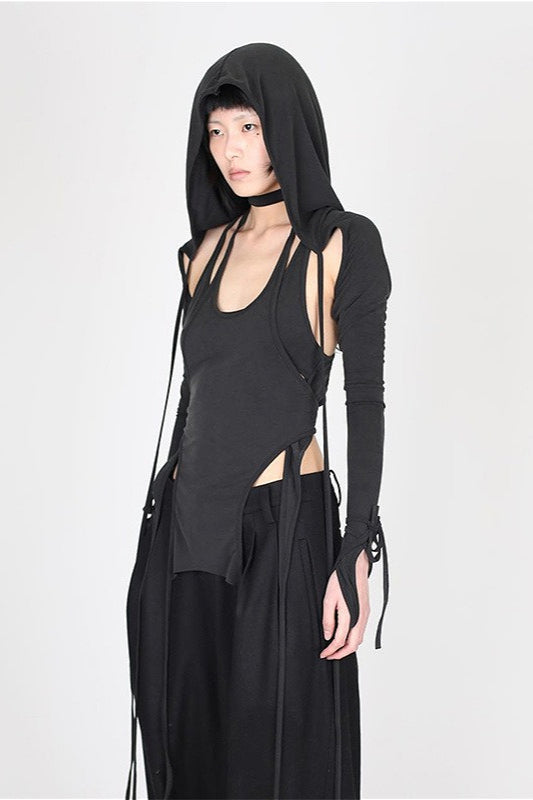 Cyber Long Sleeve Hooded Cami Top Main image