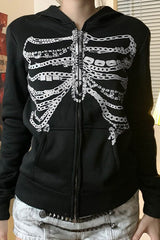 Street Style Chain Skeleton Hoodie