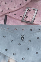 Low-Rise Belted Faux Leather Mini Skirt