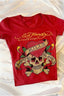 Dark Vintage Skull Rose Print T-shirt
