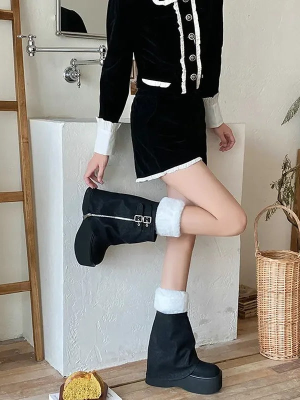 Autumn Winter Plush Knit Pile JK Calf Socks