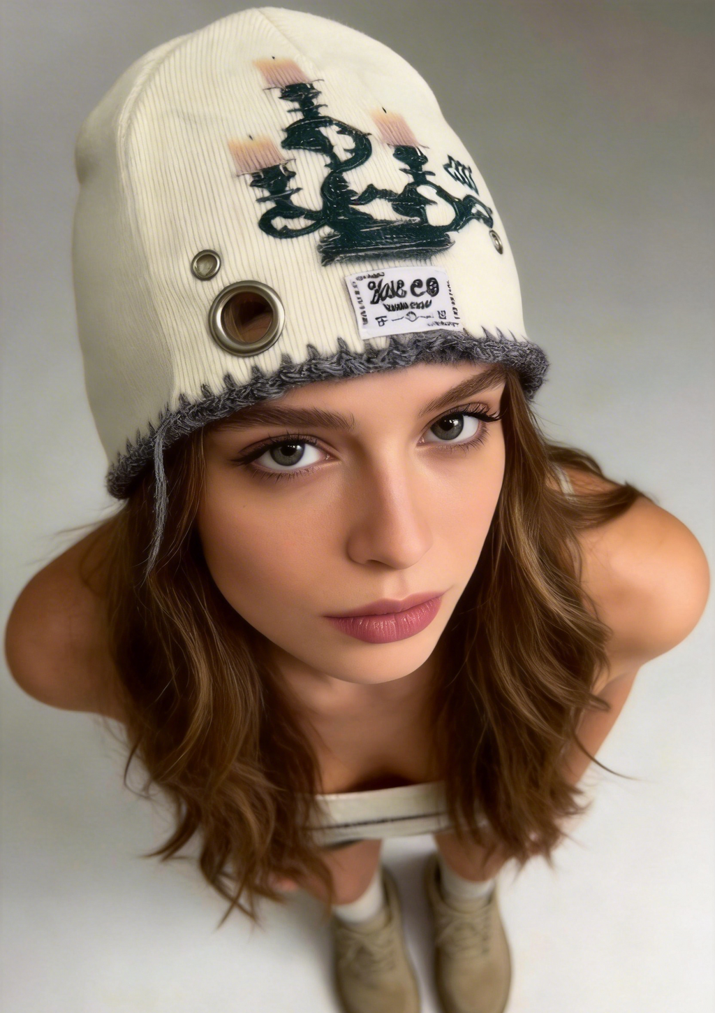2000s Gothic Y2k Autumn Winter Wool Acrylic Warm Unisex Hat