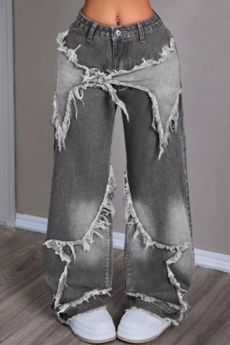 Distressed Star Patch Jeans