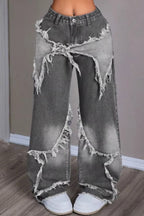 Distressed Star Patch Jeans
