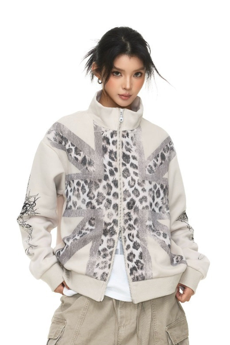 Leopard Panel Zip Jacket Secondary image
